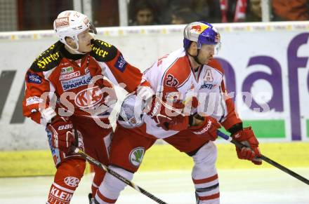 EBEL. Eishockey Bundesliga. EC KAC gegen EC Red Bull Salzburg. Manuel Geier,  (KAC), Daniel Welser  (Salzburg). Klagenfurt, am 28.10.2012.
Foto: Kuess 


---
pressefotos, pressefotografie, kuess, qs, qspictures, sport, bild, bilder, bilddatenbank