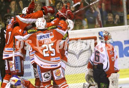 EBEL. Eishockey Bundesliga. EC KAC gegen EC Red Bull Salzburg.  Torjubel KAC. Klagenfurt, am 28.10.2012.
Foto: Kuess 


---
pressefotos, pressefotografie, kuess, qs, qspictures, sport, bild, bilder, bilddatenbank