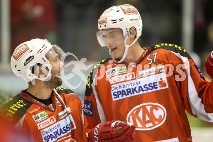 EBEL. Eishockey Bundesliga. EC KAC gegen EC Red Bull Salzburg. Sam Gagner, Tyler Myers  (KAC). Klagenfurt, am 28.10.2012.
Foto: Kuess 


---
pressefotos, pressefotografie, kuess, qs, qspictures, sport, bild, bilder, bilddatenbank