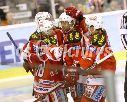 EBEL. Eishockey Bundesliga. EC KAC gegen Dornbirner Eishockey Club.   Torjubel KAC. Klagenfurt, am 30.10.2012.
Foto: Kuess 


---
pressefotos, pressefotografie, kuess, qs, qspictures, sport, bild, bilder, bilddatenbank