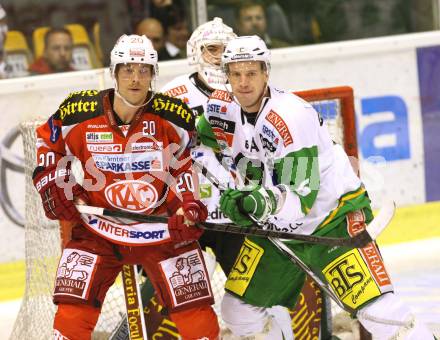 EBEL. Eishockey Bundesliga. EC KAC gegen HDD TELEMACH Olimpija Ljubljana.  John Lammers,  (KAC),  Bostjan Groznik (Laibach). Klagenfurt, am 4.11.2012.
Foto: Kuess 


---
pressefotos, pressefotografie, kuess, qs, qspictures, sport, bild, bilder, bilddatenbank