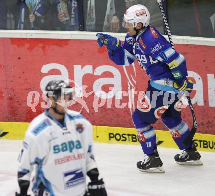 EBEL. Eishockey Bundesliga. EC VSV gegen SAPA Fehervar AV19.  Torjubel Derek Damon (VSV). Villach, am 18.11.2012.
Foto: Kuess 


---
pressefotos, pressefotografie, kuess, qs, qspictures, sport, bild, bilder, bilddatenbank