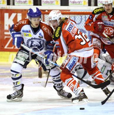 EBEL. Eishockey Bundesliga. EC KAC gegen KHL Medvescak Zagreb. Stefan Schumnig,   (KAC), Brandon Buck (Zagreb). Klagenfurt, am 20.11.2012.
Foto: Kuess 


---
pressefotos, pressefotografie, kuess, qs, qspictures, sport, bild, bilder, bilddatenbank