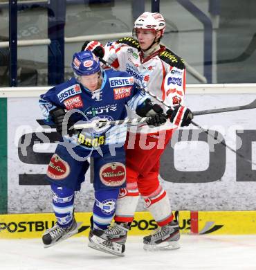 Eishockey. EBYSYL. VSV U20 gegen KAC U20. Daniel Kronig, (VSV), Nikola Moertl  (KAC). Villach, 6.1.2013.
Foto: Kuess
---
pressefotos, pressefotografie, kuess, qs, qspictures, sport, bild, bilder, bilddatenbank