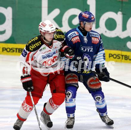 Eishockey. EBYSYL. VSV U20 gegen KAC U20. Alexander Rauchenwald,  (VSV), Nikola Moertl (KAC). Villach, 6.1.2013.
Foto: Kuess
---
pressefotos, pressefotografie, kuess, qs, qspictures, sport, bild, bilder, bilddatenbank