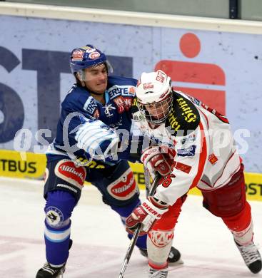 Eishockey. EBYSYL. VSV U20 gegen KAC U20. Christian Ofner, (VSV),  Mihael Filipic  (KAC). Villach, 6.1.2013.
Foto: Kuess
---
pressefotos, pressefotografie, kuess, qs, qspictures, sport, bild, bilder, bilddatenbank