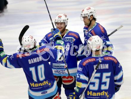 EBEL. Eishockey Bundesliga. EC VSV gegen HC Orli Znojmo. Torjubel Derek Damon, John Hughes, Brad Cole, Scott Hotham (VSV). Villach, am 15.1.2013.
Foto: Kuess 


---
pressefotos, pressefotografie, kuess, qs, qspictures, sport, bild, bilder, bilddatenbank