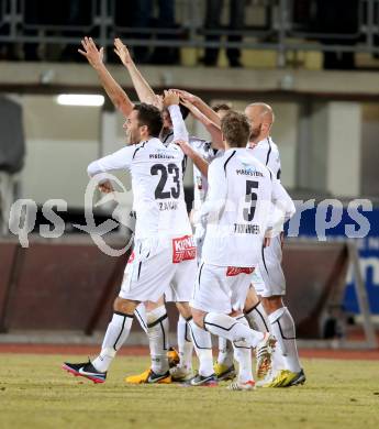 Fussball. Bundesliga. RZ Pellets WAC gegen  FC Red Bull Salzburg. Torjubel WAC. Wolfsberg, 6.3.2013.
Foto: Kuess

---
pressefotos, pressefotografie, kuess, qs, qspictures, sport, bild, bilder, bilddatenbank
