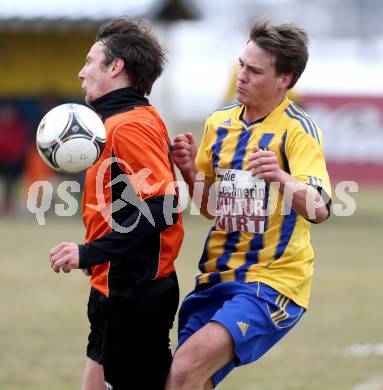 Fussball Unterliga Ost. Liebenfels gegen SPG SV Magdalensberg/Eberndorfer AC. Simon Kloiber, (Liebenfels), Stefan Rueckenbaum  (Magdalensberg/Eberndorf). Liebenfels, 24.3.2013.
Foto: Kuess
---
pressefotos, pressefotografie, kuess, qs, qspictures, sport, bild, bilder, bilddatenbank