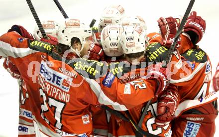 EBEL. Eishockey Bundesliga. EC KAC gegen PC Vienna Capitals..  Torjubel KAC. Klagenfurt, am 31.3.2013.
Foto: Kuess 


---
pressefotos, pressefotografie, kuess, qs, qspictures, sport, bild, bilder, bilddatenbank