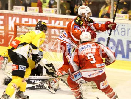 EBEL. Eishockey Bundesliga. EC KAC gegen PC Vienna Capitals.. Torjubel John Lammers  (KAC). Klagenfurt, am 31.3.2013.
Foto: Kuess 


---
pressefotos, pressefotografie, kuess, qs, qspictures, sport, bild, bilder, bilddatenbank