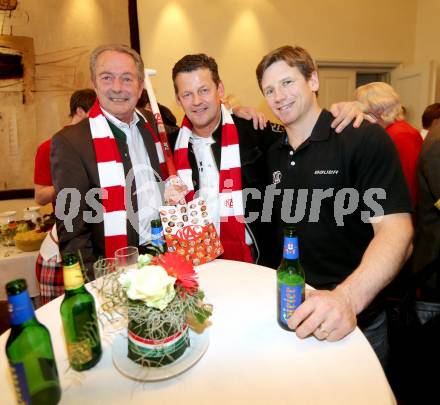 EBEL. Eishockey Bundesliga. EC KAC. Meisterfeier. Karl Nedwed, Buergermeister Christian Scheider, Furey Kirk. Klagenfurt, am 8.4.2013.
Foto: Kuess 


---
pressefotos, pressefotografie, kuess, qs, qspictures, sport, bild, bilder, bilddatenbank