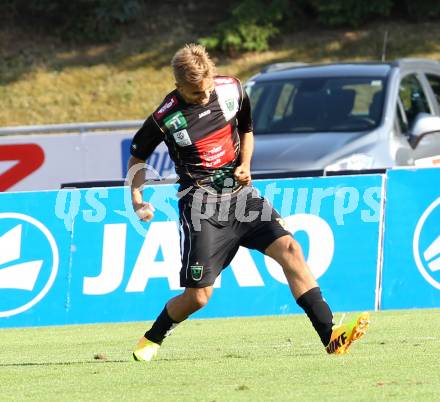 Fussball Bundesliga. RZ Pellets WAC gegen FC Wacker Innsbruck.  Torjubel Lukas Hinterseer  (Innsbruck). Wolfsberg, 10.8.2013.
Foto: Kuess

---
pressefotos, pressefotografie, kuess, qs, qspictures, sport, bild, bilder, bilddatenbank