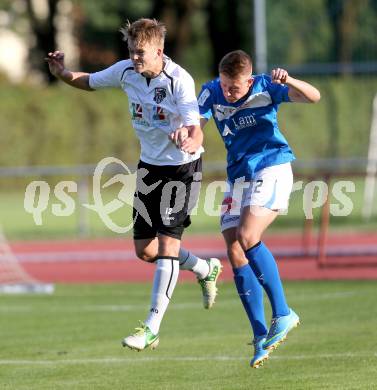 Fussball Regionalliga. VSV gegen WAC Amateure. Michael Ramusch, (VSV), Michael Noggler  (WAC). Villach, 17.8.2013.
Foto: Kuess
---
pressefotos, pressefotografie, kuess, qs, qspictures, sport, bild, bilder, bilddatenbank