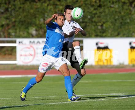 Fussball Regionalliga. VSV gegen WAC Amateure. Michael Kirisits,  (VSV), Kevin Vaschauner (WAC). Villach, 17.8.2013.
Foto: Kuess
---
pressefotos, pressefotografie, kuess, qs, qspictures, sport, bild, bilder, bilddatenbank