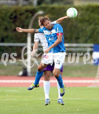 Fussball Regionalliga. VSV gegen SK Austria Klagenfurt. Michael Kirisits,  (VSV), Marko Rojc (Austria Klagenfurt). Villach, 24.8.2013.
Foto: Kuess
---
pressefotos, pressefotografie, kuess, qs, qspictures, sport, bild, bilder, bilddatenbank