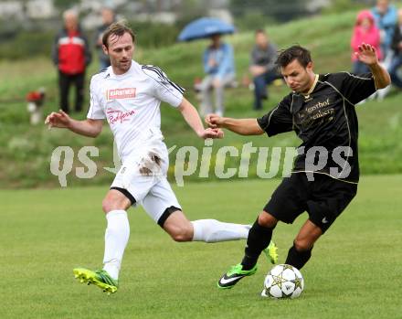 Fussball. Unterliga Ost. Koettmannsdorf gegen Gmuend. Zsolt Vari(Koettmannsdorf), Philipp Platzer (Gmuend). Koettmannsdorf, 25.8.2013.
Foto: Kuess
---
pressefotos, pressefotografie, kuess, qs, qspictures, sport, bild, bilder, bilddatenbank