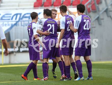 Fussball Regionalliga. SK Austria Klagenfurt gegen WAC Amateure. Torjubel David Poljanec (Klagenfurt). Klagenfurt, am 30.8.2013.
Foto: Kuess
---
pressefotos, pressefotografie, kuess, qs, qspictures, sport, bild, bilder, bilddatenbank
