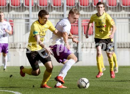 Fussball Regionalliga. SK Austria Klagenfurt gegen Allerheiligen. David Poljanec, (Austria Klagenfurt), Kushtrim Sahiti  (Allerheiligen). Klagenfurt, 19.10.2013.
Foto: Kuess
---
pressefotos, pressefotografie, kuess, qs, qspictures, sport, bild, bilder, bilddatenbank