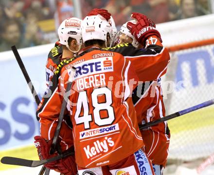 EBEL. Eishockey Bundesliga. KAC gegen EHC LIWEST Linz.  Torjubel (KAC). Klagenfurt, am 25.10.2013
Foto: Kuess 

---
pressefotos, pressefotografie, kuess, qs, qspictures, sport, bild, bilder, bilddatenbank