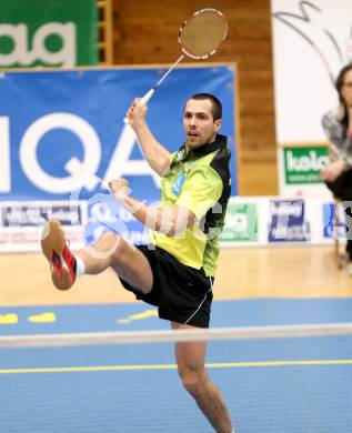 Badminton Bundesliga. ASKOE kelag Kaernten gegen Wolfurt. Krasimir Yankov (KÃ¤rnten). Klagenfurt, 11.1.2014.
Foto: Kuess
---
pressefotos, pressefotografie, kuess, qs, qspictures, sport, bild, bilder, bilddatenbank