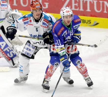EBEL. Eishockey Bundesliga. EC VSV gegen EHC LIWEST Linz. Derek Ryan, (VSV), Franklin MacDonald  (Linz). Villach, am 26.1.2014.
Foto: Kuess 


---
pressefotos, pressefotografie, kuess, qs, qspictures, sport, bild, bilder, bilddatenbank