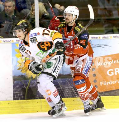 EBEL. Eishockey Bundesliga. KAC gegen Moser Medical Graz 99ers. Paul Schellander, (KAC), Manuel Ganahl  (Graz). Klagenfurt, am 24.2.2014.
Foto: Kuess 

---
pressefotos, pressefotografie, kuess, qs, qspictures, sport, bild, bilder, bilddatenbank