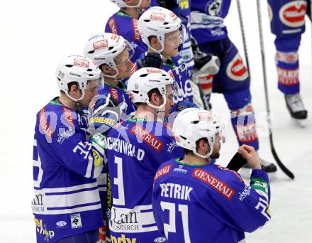 EBEL. Eishockey Bundesliga. EC VSV gegen UPC Vienna Capitals. Enttaeuscht Benjamin Petrik, Alexander Rauchenwald, Patrick Platzer, Daniel Nageler, Mario Lamoureux (VSV). Villach, am 28.2.2014.
Foto: Kuess 


---
pressefotos, pressefotografie, kuess, qs, qspictures, sport, bild, bilder, bilddatenbank