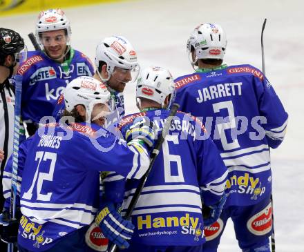 EBEL. Eishockey Bundesliga. EC VSV gegen UPC Vienna Capitals. Torjubel  (VSV). Villach, am 14.3.2014.
Foto: Kuess 


---
pressefotos, pressefotografie, kuess, qs, qspictures, sport, bild, bilder, bilddatenbank