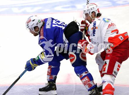 EBEL. Eishockey Bundesliga. EC VSV gegen HCB Suedtirol. Brock McBride (VSV), Matt Tomassoni (Bozen). Villach, am 25.3.2014.
Foto: Kuess 


---
pressefotos, pressefotografie, kuess, qs, qspictures, sport, bild, bilder, bilddatenbank