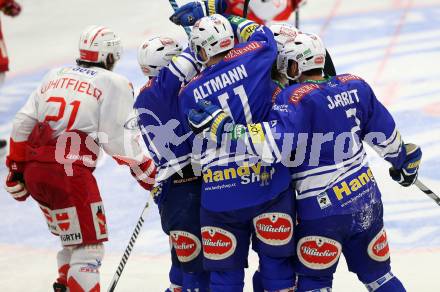 EBEL. Eishockey Bundesliga. EC VSV gegen HCB Suedtirol. Torjubel  (VSV). Villach, am 25.3.2014.
Foto: Kuess 


---
pressefotos, pressefotografie, kuess, qs, qspictures, sport, bild, bilder, bilddatenbank