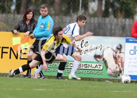 Fussball 1. Klasse D. Griffen gegen Klopeiner See. Rafael Michael Napetschnig, (Griffen), Johann Konrad Povoden (Klopeiner See). Griffen, am 5.4.1014.
Foto: Kuess
---
pressefotos, pressefotografie, kuess, qs, qspictures, sport, bild, bilder, bilddatenbank