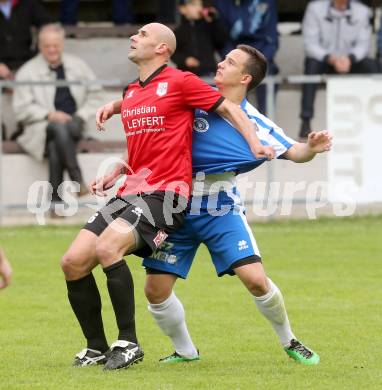 Fussball Kaerntner Liga. SG Annabichler Austria Amateure gegen Maria Saal.  Vahid Muharemovic, (ASV), Senad Tiganj (Maria Saal). Annabichl am 21.4.2014.
Foto: Kuess
---
pressefotos, pressefotografie, kuess, qs, qspictures, sport, bild, bilder, bilddatenbank