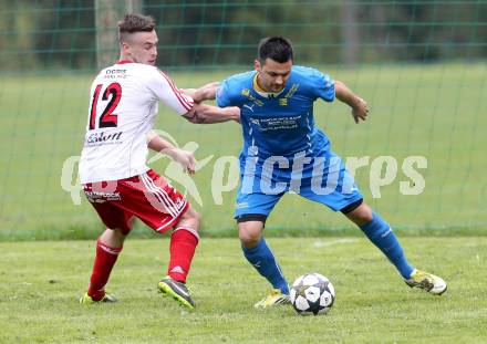 Fussball Unterliga Ost. DSG Sele Zell gegen Ludmannsdorf. Daniel Cumurdzic,  (Zell), Gerfried Einspieler (Ludmannsdorf). Zell, 1.5.2014.
Foto: Kuess
---
pressefotos, pressefotografie, kuess, qs, qspictures, sport, bild, bilder, bilddatenbank