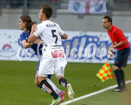Fussball Testspiel. RZ Pellets WAC gegen Chelsea FC.  Rene Seebacher,  (WAC), Kurt Zouma (Chelsea). Klagenfurt, am 23.7.2014.
Foto: Kuess
---
pressefotos, pressefotografie, kuess, qs, qspictures, sport, bild, bilder, bilddatenbank