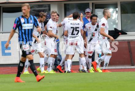Fussball Bundesliga. RZ Pellets WAC gegen SK Austria Wien. Torjubel  (WAC). Wolfsberg, am 26.5.2014.
Foto: Kuess

---
pressefotos, pressefotografie, kuess, qs, qspictures, sport, bild, bilder, bilddatenbank