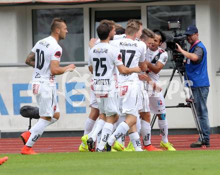 Fussball Bundesliga. RZ Pellets WAC gegen SK Austria Wien. Torjubel  (WAC). Wolfsberg, am 26.5.2014.
Foto: Kuess

---
pressefotos, pressefotografie, kuess, qs, qspictures, sport, bild, bilder, bilddatenbank