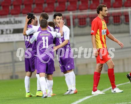Fussball Regionalliga. Austria Klagenfurt gegen ATSV Wolfsberg. Torjubel (Austria Klagenfurt). Wolfsberg, 8.8.2014.
Foto: Kuess
---
pressefotos, pressefotografie, kuess, qs, qspictures, sport, bild, bilder, bilddatenbank