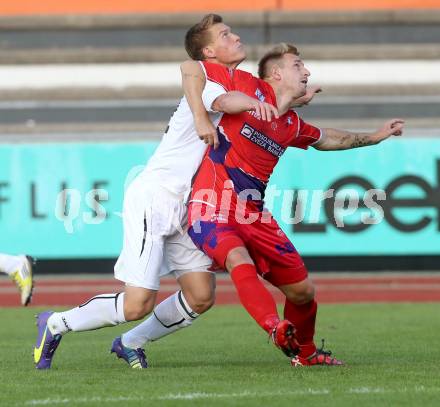 Fussball Regionalliga. RZ Pellets WAC Amateure gegen SAK. Daniel Drescher, (WAC), Darijo Biscan (SAK). Wolfsberg, 17.8.2014.
Foto: Kuess
---
pressefotos, pressefotografie, kuess, qs, qspictures, sport, bild, bilder, bilddatenbank