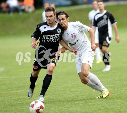Fussball. Kaerntner Liga. Atus Ferlach gegen Spittal/Drau. Martin Sustersic (Ferlach), Thomas Lagler (Spittal). Ferlach, 30.8.2014.
Foto: Kuess
---
pressefotos, pressefotografie, kuess, qs, qspictures, sport, bild, bilder, bilddatenbank