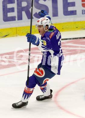 EBEL. Eishockey Bundesliga. EC VSV gegen HC TWK Innsbruck. Torjubel Adis Alagic, (VSV). Villach, am 19.9.2014.
Foto: Kuess 


---
pressefotos, pressefotografie, kuess, qs, qspictures, sport, bild, bilder, bilddatenbank