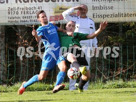 Fussball Unterliga Ost. DSG Sele Zell gegen Ulrichsberg. Admir Hadzisulejmanovic,  (Zell), Manuel Pammer (Ulrichsberg). Zell, am 19.10.2014.
Foto: Kuess
---
pressefotos, pressefotografie, kuess, qs, qspictures, sport, bild, bilder, bilddatenbank