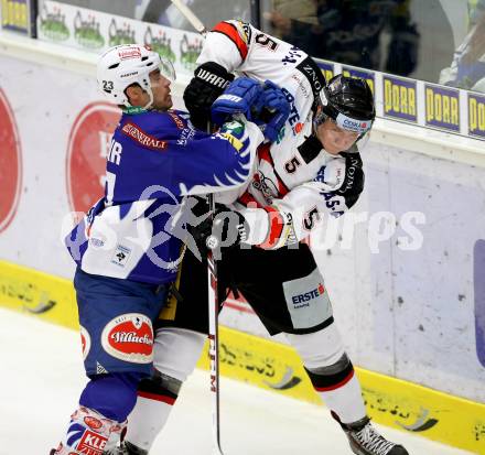EBEL. Eishockey Bundesliga. EC VSV gegen HC Orli Znojmo. Darren Haydar, (VSV), Jiri Klimicek  (Znojmo). Villach, am 28.11.2014.
Foto: Kuess 


---
pressefotos, pressefotografie, kuess, qs, qspictures, sport, bild, bilder, bilddatenbank