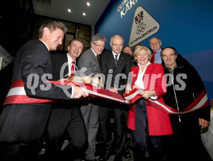 Eroeffnung Olympiazentrum Kaernten. Landessportdirektor Arno Arthofer, Karl Schnabl, Landeshauptmann Peter Kaiser, Karl Stoss,  Vizebuergermeisterin Luise Matiaschitz. Klagenfurt, am 1.12.2014.
Foto: Kuess
---
pressefotos, pressefotografie, kuess, qs, qspictures, sport, bild, bilder, bilddatenbank