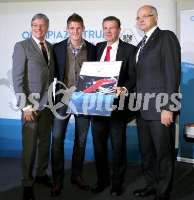 Eroeffnung Olympiazentrum Kaernten. Landeshauptmann Peter Kaiser, Thomas Morgenstern, Karl Schnabl, Karl Stoss. Klagenfurt, am 1.12.2014.
Foto: Kuess
---
pressefotos, pressefotografie, kuess, qs, qspictures, sport, bild, bilder, bilddatenbank