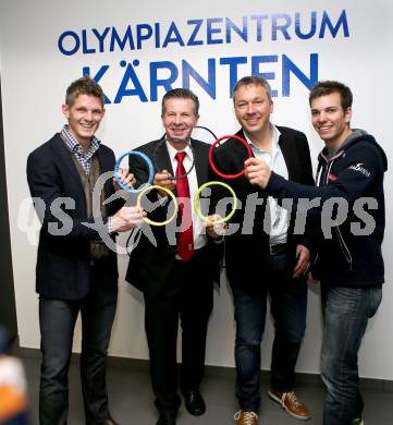 Eroeffnung Olympiazentrum Kaernten. Thomas Morgenstern, Karl Schnabl,   Fritz Strobl,  Markus Salcher. Klagenfurt, am 1.12.2014.
Foto: Kuess
---
pressefotos, pressefotografie, kuess, qs, qspictures, sport, bild, bilder, bilddatenbank