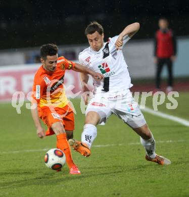 Fussball Bundesliga. RZ Pellets WAC gegen FC Admira Wacker Moedling.  Dario Baldauf, (WAC), Eldis Bajrami  (Moedling). Wolfsberg, am 11.4.2015.
Foto: Kuess

---
pressefotos, pressefotografie, kuess, qs, qspictures, sport, bild, bilder, bilddatenbank