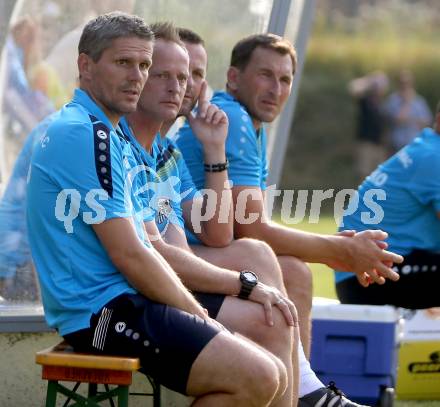 Fussball OEFB Cup. ASKOE Koettmannsdorf gegen RZ Pellets WAC.  Trainer Dietmar Kuehbauer, Co-Trainer Manfred Nastl, Co-Trainer Hannes Jochum, Tormanntrainer Adi Preschern (WAC). Koettmannsdorf, am 19.7.2015.
Foto: Kuess
---
pressefotos, pressefotografie, kuess, qs, qspictures, sport, bild, bilder, bilddatenbank