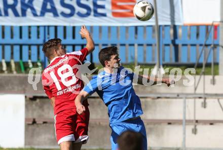 Fussball Regionalliga. Annabichler SV gegen ATSV Stadl-Paura. Andreas Tiffner, (ASV),  Robert Pervan (Stadl-Paura). Annabichl, am 6.9.2015.
Foto: Kuess
---
pressefotos, pressefotografie, kuess, qs, qspictures, sport, bild, bilder, bilddatenbank