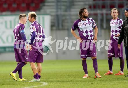 Fussball Sky go Erste Liga. SK Austria Klagenfurt gegen SKN St. Poelten.    Fabian Miesenboeck, Rajko Rep, Matthias Sereinig,  (Klagenfurt). Klagenfurt, am 16.10.2015.
Foto: Kuess
---
pressefotos, pressefotografie, kuess, qs, qspictures, sport, bild, bilder, bilddatenbank